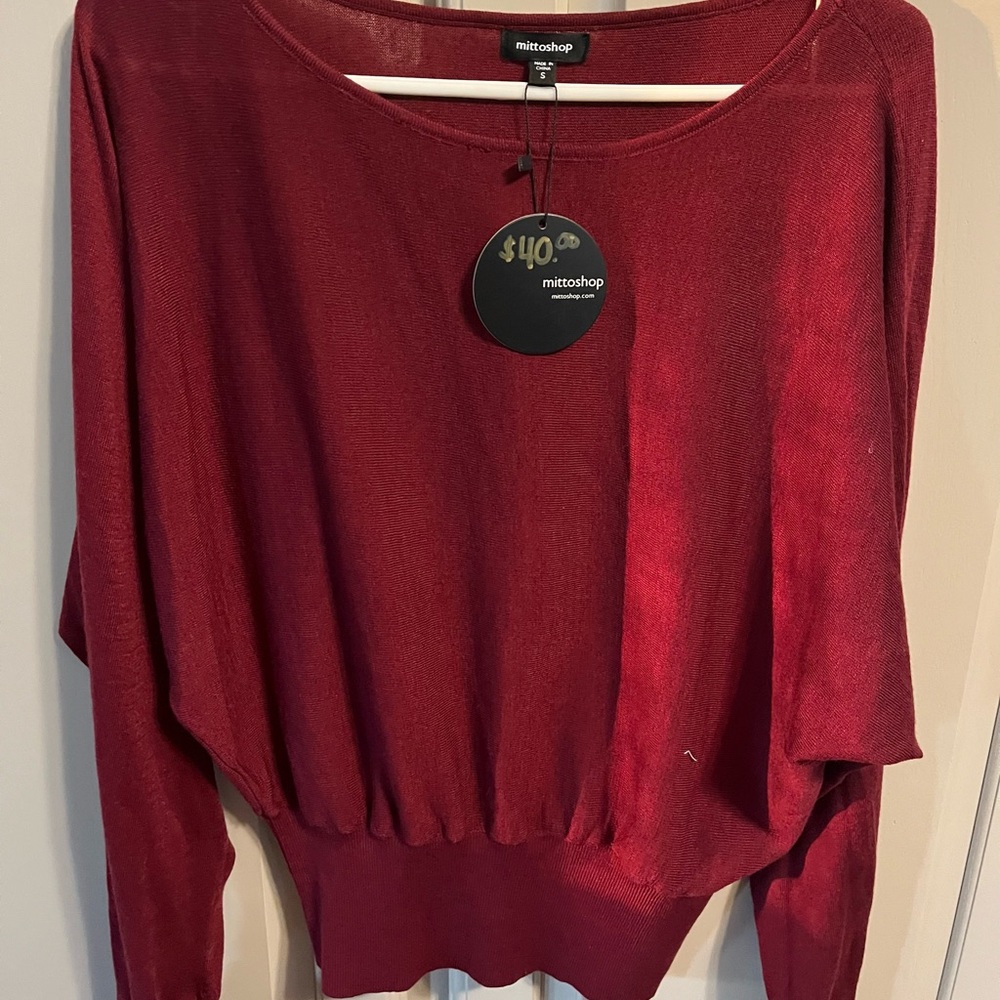 Mittoshop Deep burgundy Crew Neck Sweater